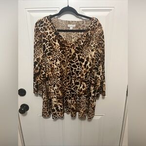 Susan Graver Animal Print Top XL tiered